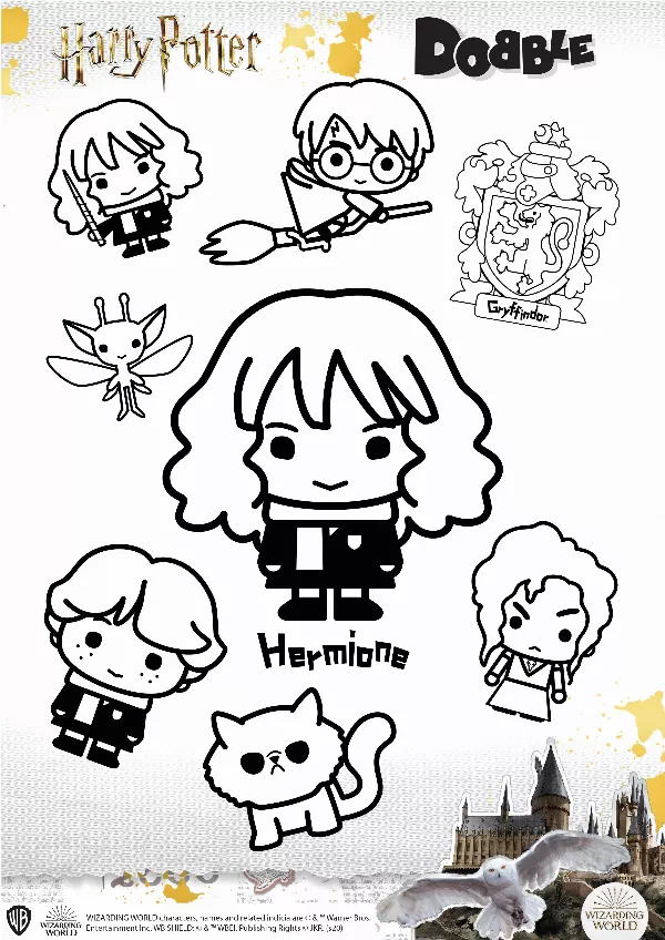 Harry Potter Dobble Hermione Colouring Sheet